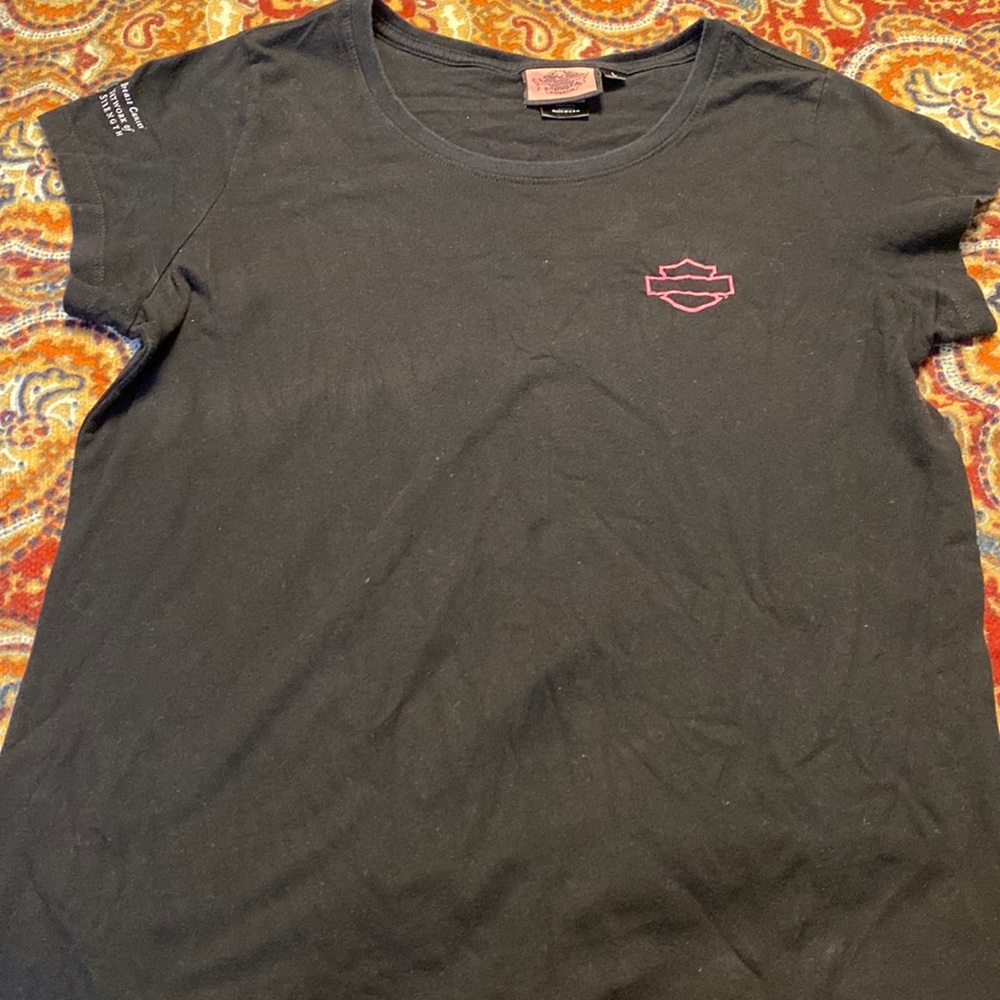 Harley-Davidson Brest cancer awareness black T-shirt size large